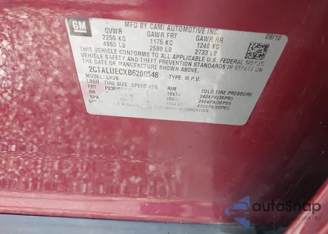 2011 GMC Terrain Slt-1 z USA, uszkodzony, nr VIN 2CTALUECXB6200548